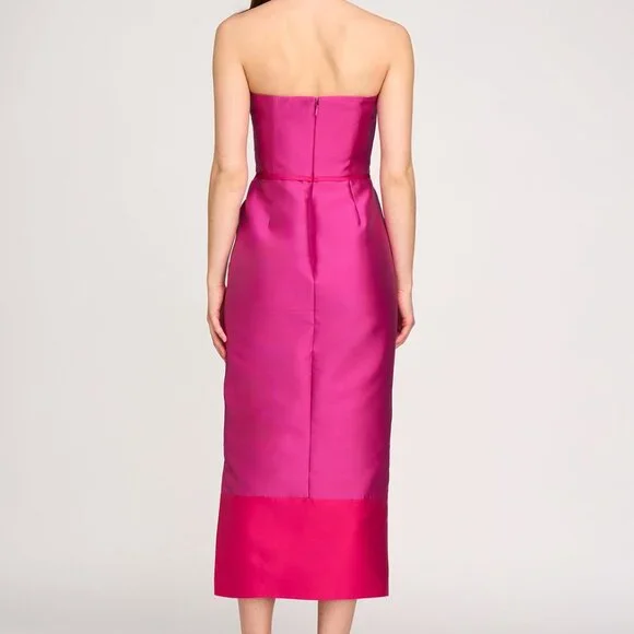 NEW Kay Unger Tea-Length Cerise/Bright Pink Dress - Picture 5 of 5